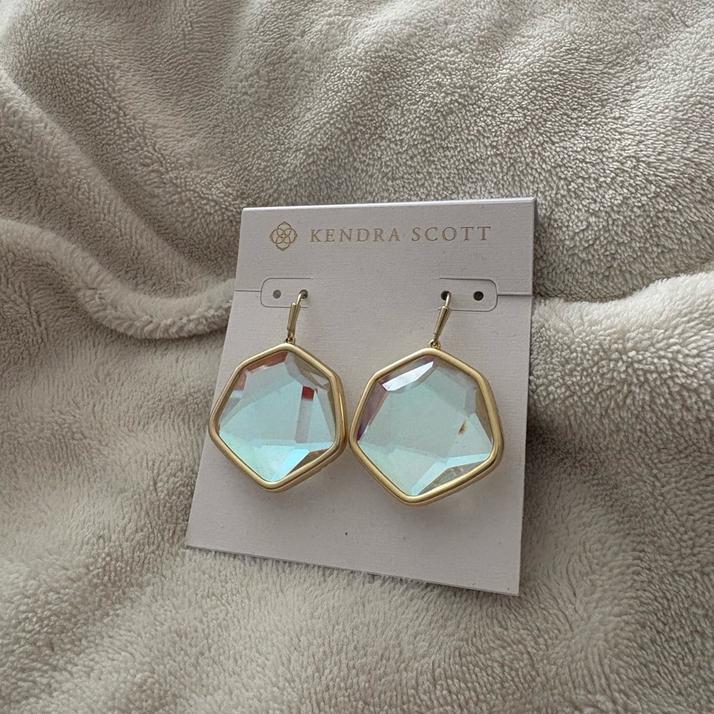 Kendra Scott Gold and Iridescent Hexagon Earrings - Picture 3 of 4